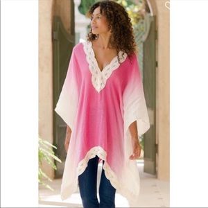 Soft Surroundings Ombre Tunic Poncho 100% Linen L/XL